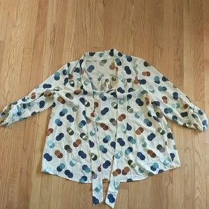 Modcloth bow blouse with multi colored polka dots